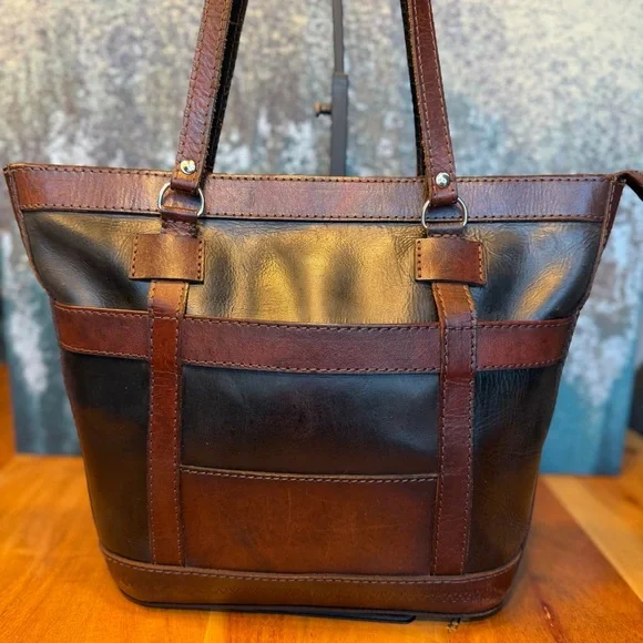 Vintage Artisanal Inca Sun Leather Tote Bag Made in Bolivia - Picture 6 of 15